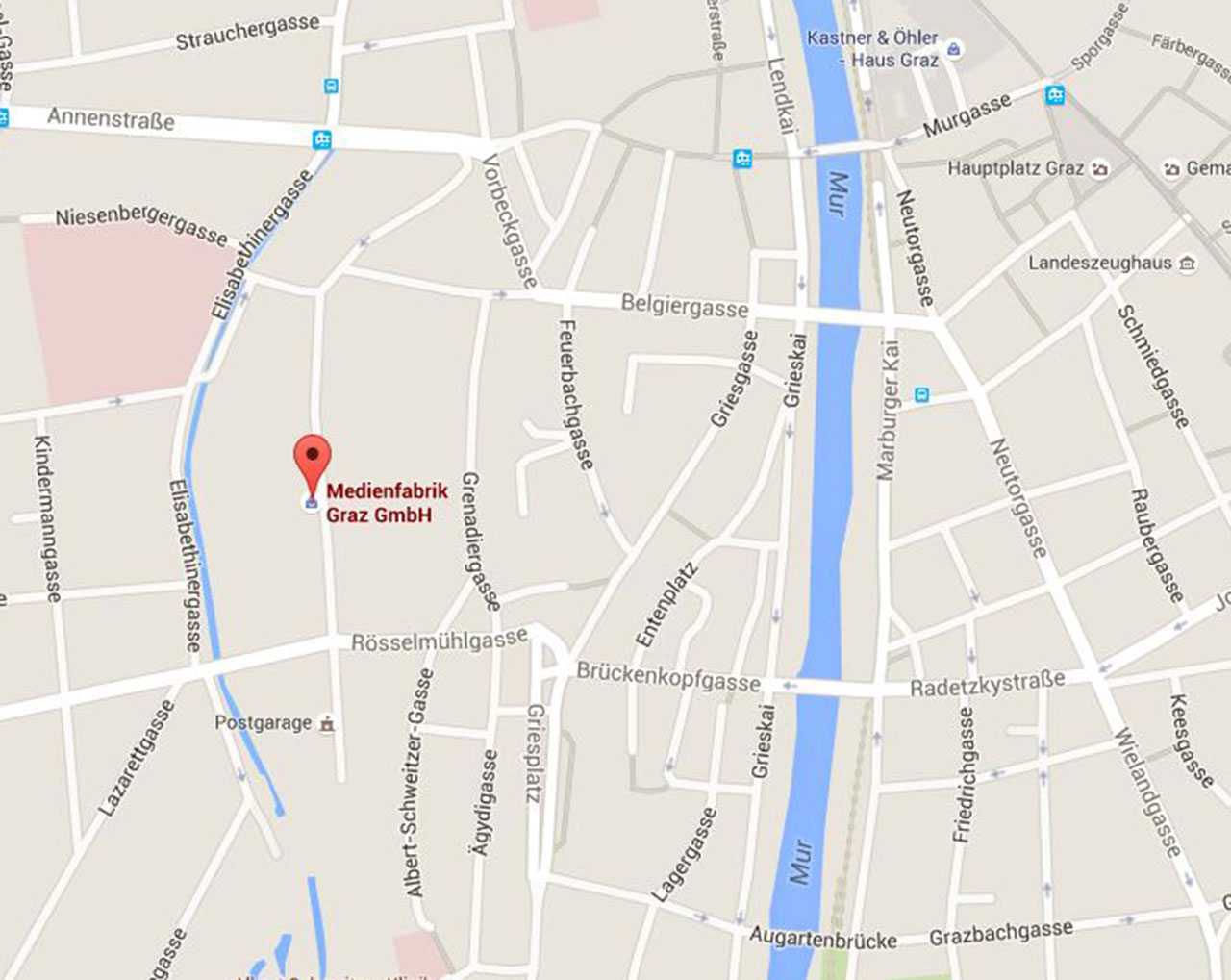 Eine Google Maps Übersicht der Medienfabrik Graz Eine Google Maps Übersicht der Medienfabrik Graz